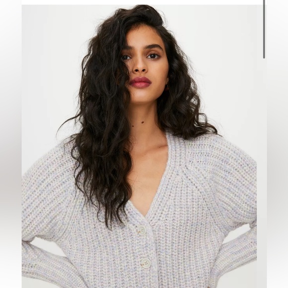 Aritizia Wilfred Cropped Knit Poesy Cardigan - Cotton Candy sparkly - Size Small - Picture 1 of 6